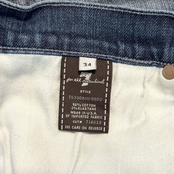 7 For All Mankind Jeans Men’s Size 34 A Pocket Boot Pants 100% Cotton Blue Denim - Picture 7 of 15